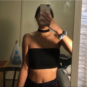 Crop top with built-in choker